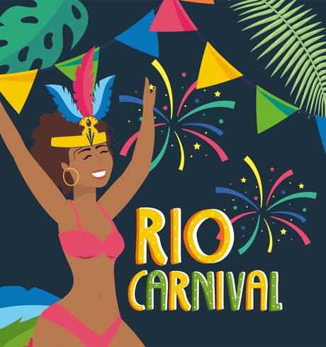 Vrouwelijke Carnaval-danser op de affiche van Rio Carnaval vector