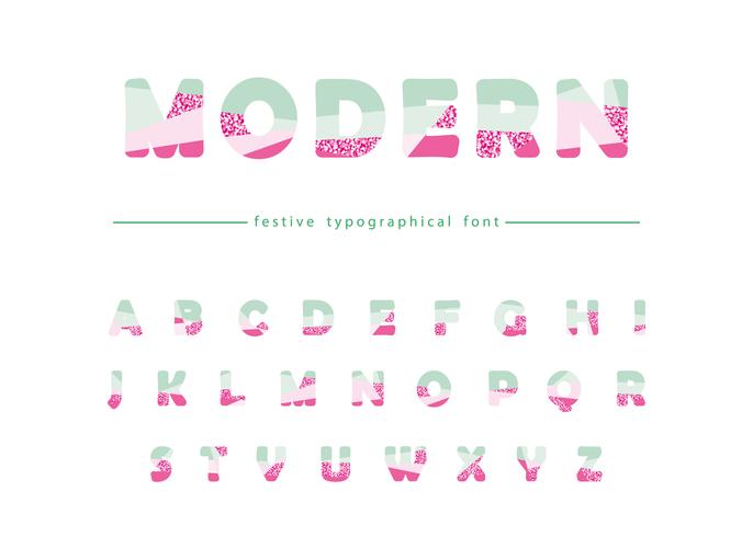 Modern geometrisch lettertype met glitter vector