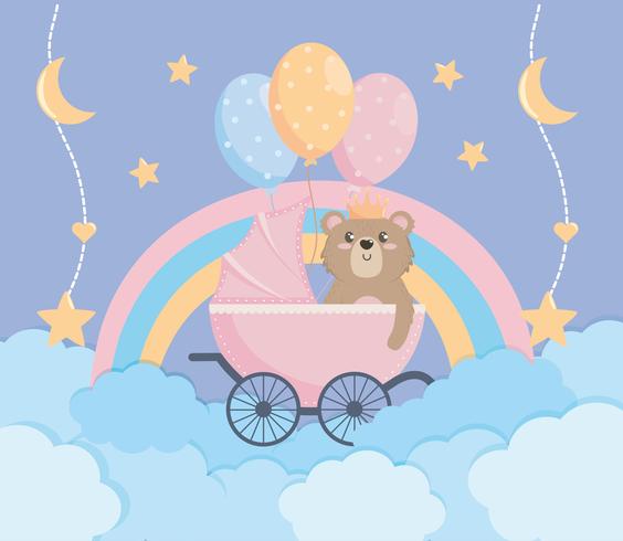 Baby douche poster met teddybeer vector