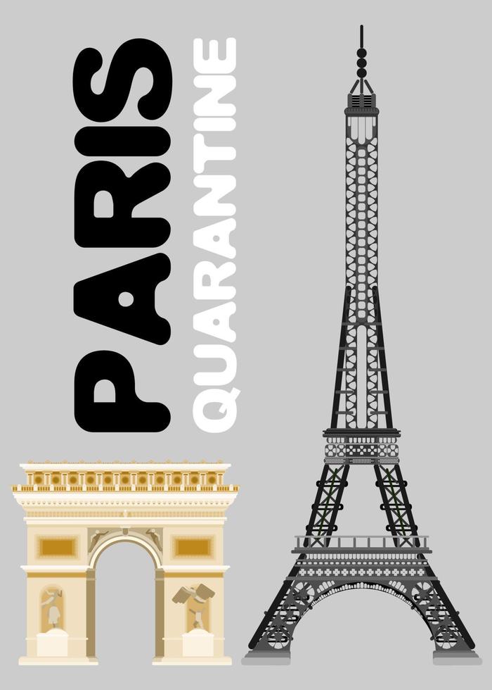 Parijs in quarantaine geplaatst beige poster. vlakke stijl voorraad vector