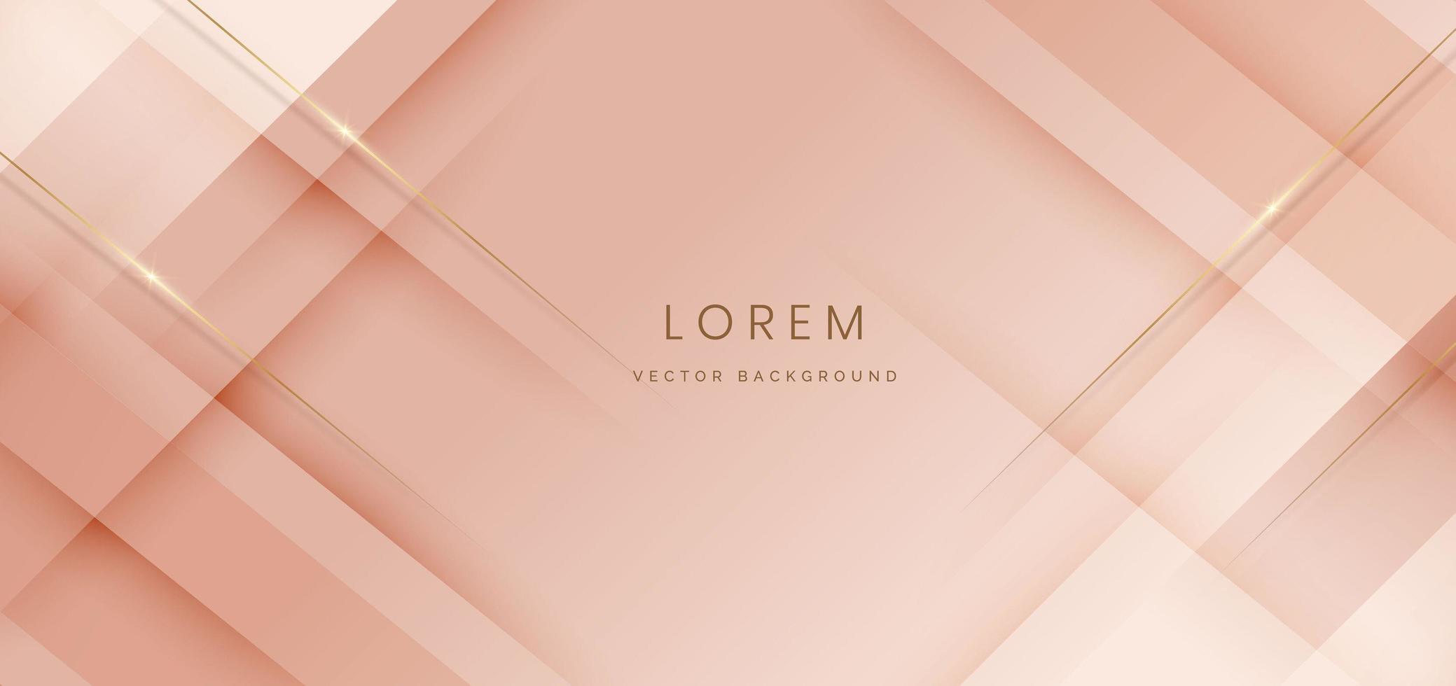 abstracte 3D-sjabloon zacht roze achtergrond met gouden lijnen diagonale vonken met kopie ruimte voor tekst. luxe stijl. vector