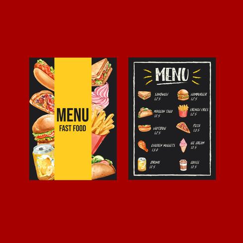 Modern Blackboard-stijl fastfoodmenu vector