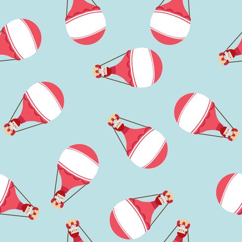 hete luchtballon met Santa Claus-patroon vector