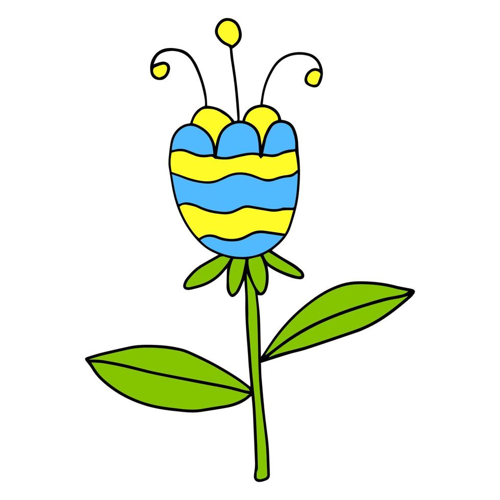 kleurrijke fantasie doodle cartoon bloem geïsoleerd op een witte achtergrond. vector