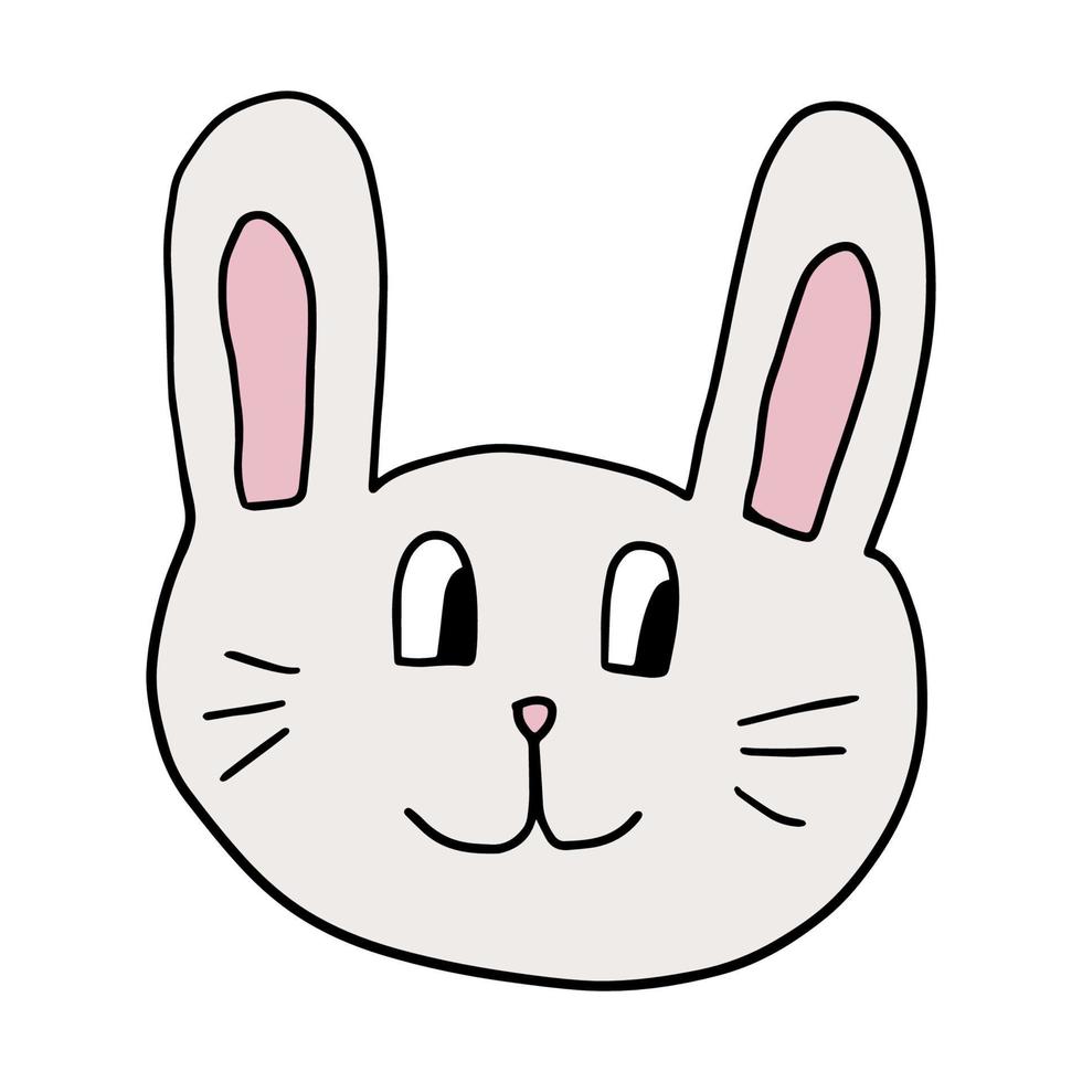schattige cartoon doodle konijn geïsoleerd op een witte achtergrond. grappig konijn. vector