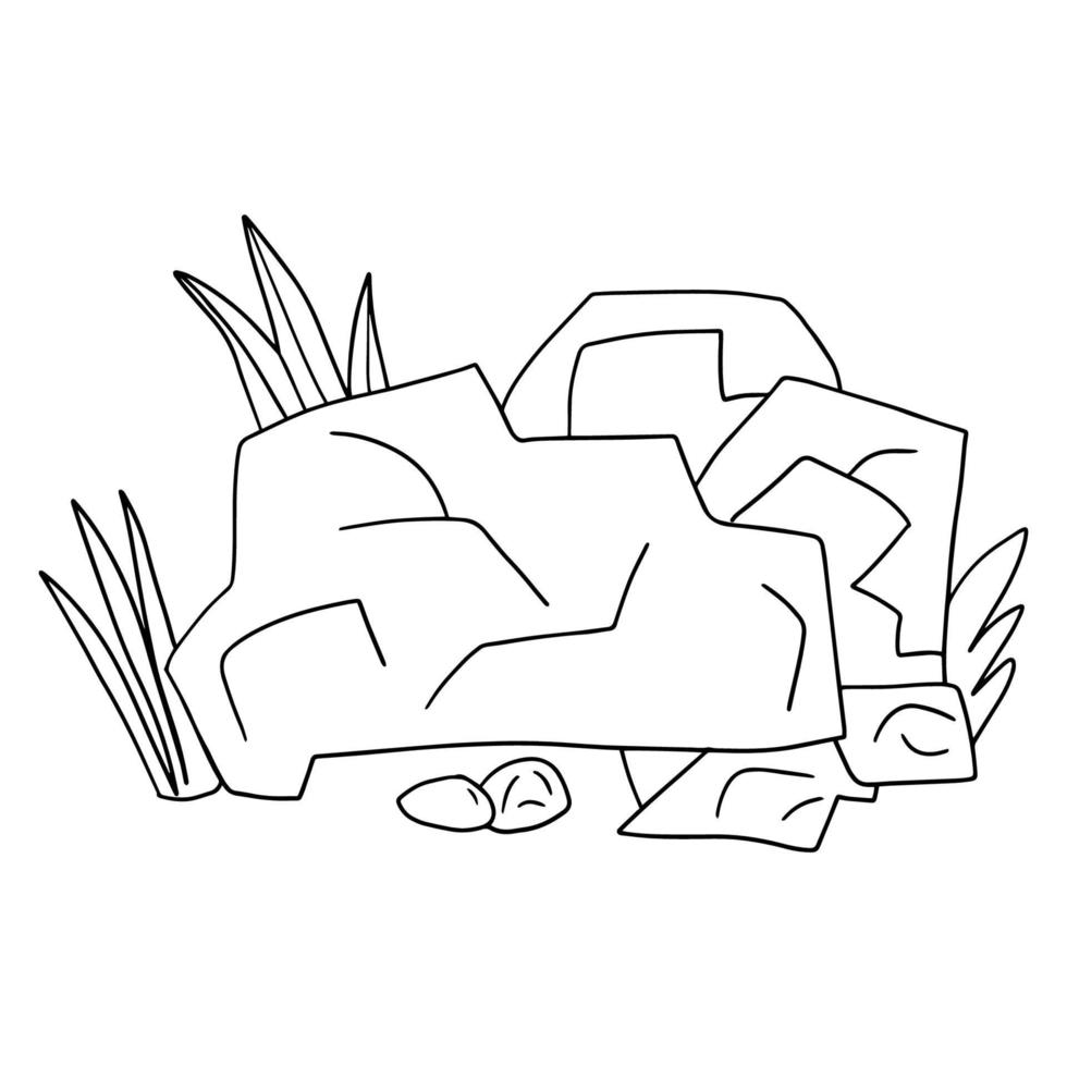schattige cartoon doodle rots geïsoleerd op een witte achtergrond. schets van een steen. vector