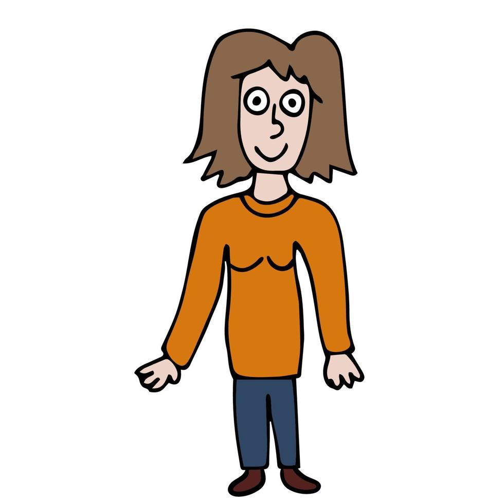 cartoon doodle lineaire vrouw geïsoleerd op een witte achtergrond. vector