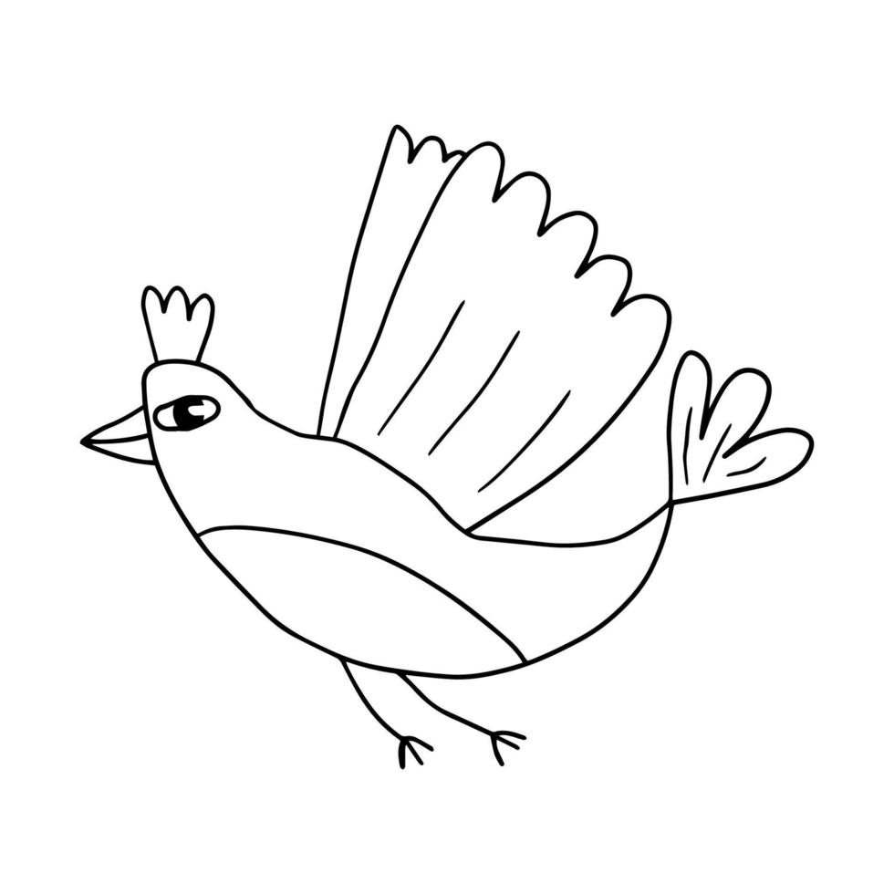 schattige cartoon doodle vliegende fantasie vogel geïsoleerd op een witte achtergrond. vector