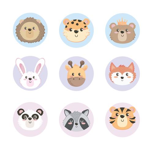 Set van baby cartoon dieren op witte achtergrond vector