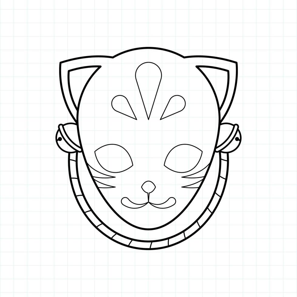 Japanse kitsune masker kleurplaat, vectorillustratie eps.10 vector