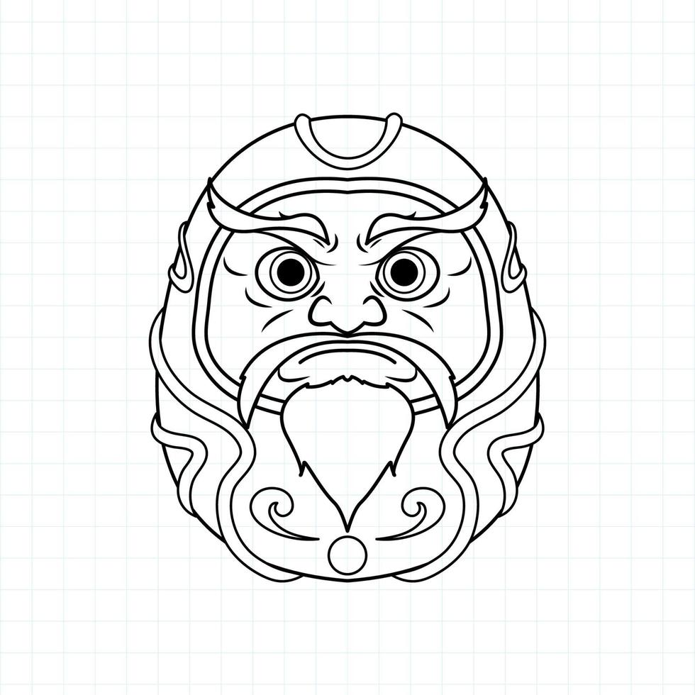 hand getrokken daruma pop kleurplaat, vector illustratie eps.10