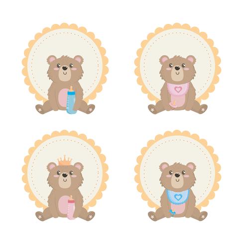 Set teddybeer etiketten vector