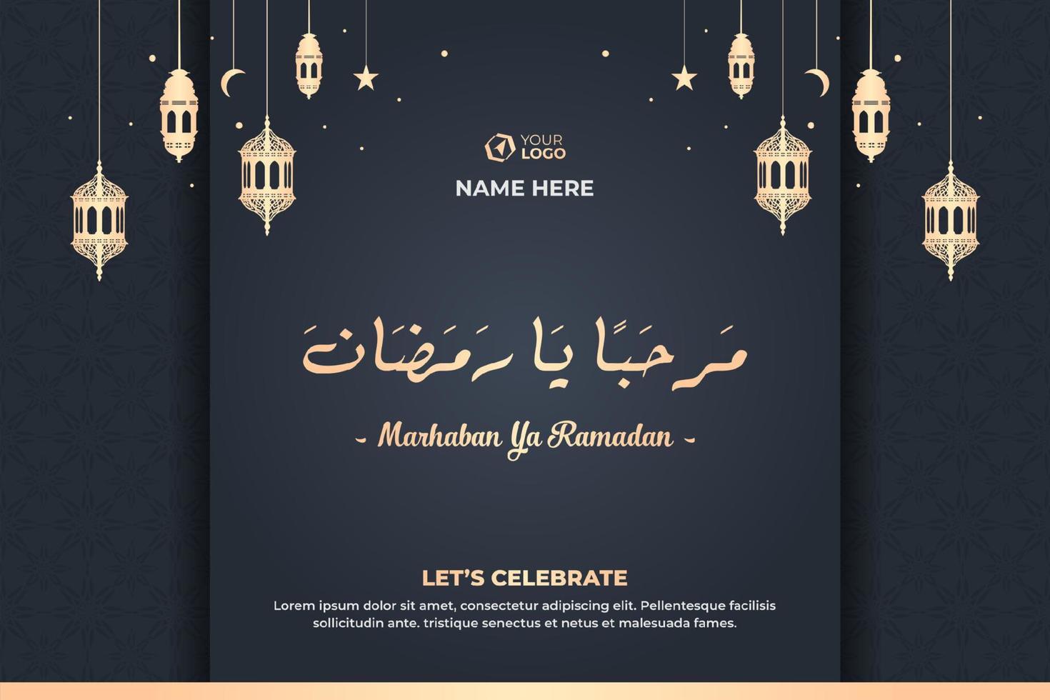 islamitische banner met ramadan-groeten en arabische tekst vector