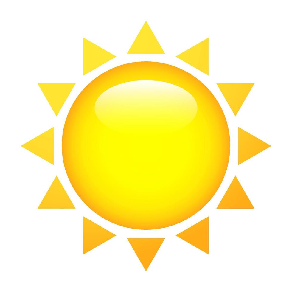 glanzende zon met stralen. gele geïsoleerde zon vectorillustratie. vector