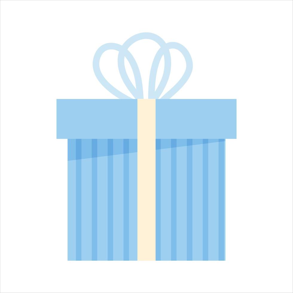 vectorillustratie van geschenkdoos met lint in platte cartoon-stijl. kleurrijke huidige doos voor feestgebeurtenis vector
