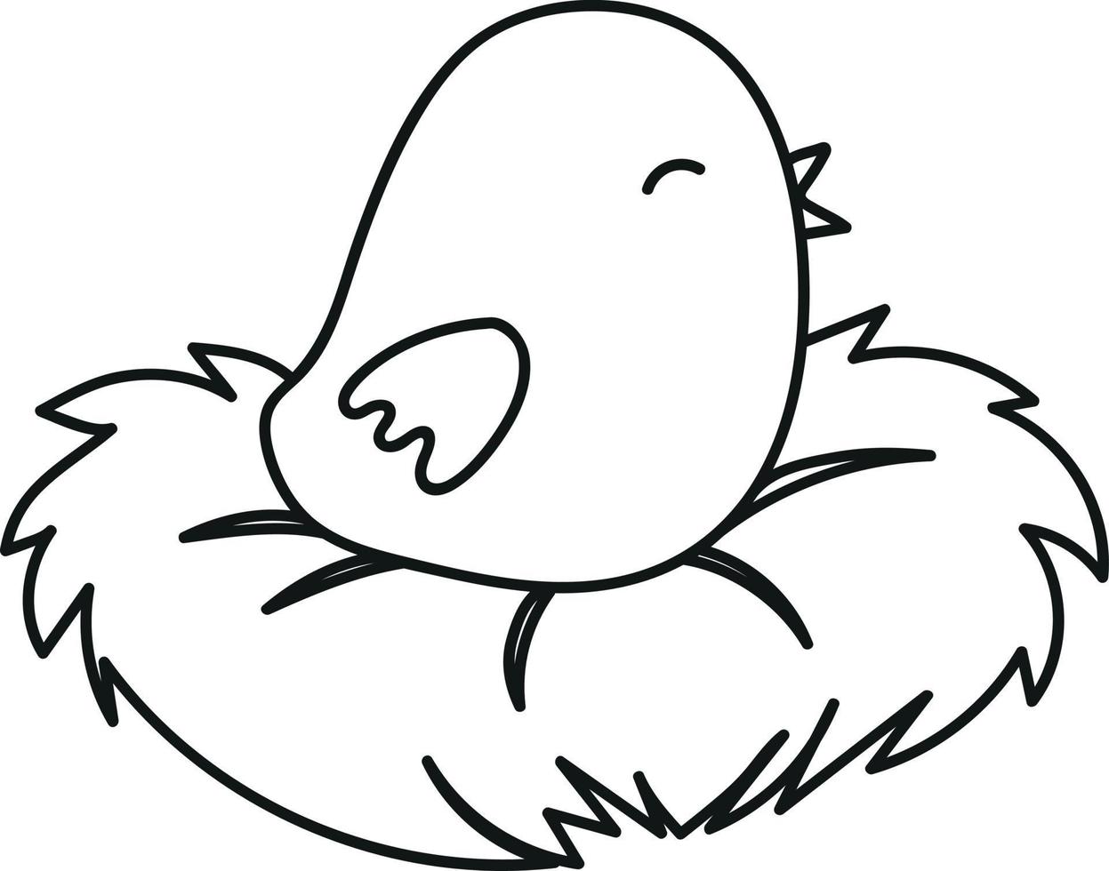 kuiken in de nest doodle-stijl vector