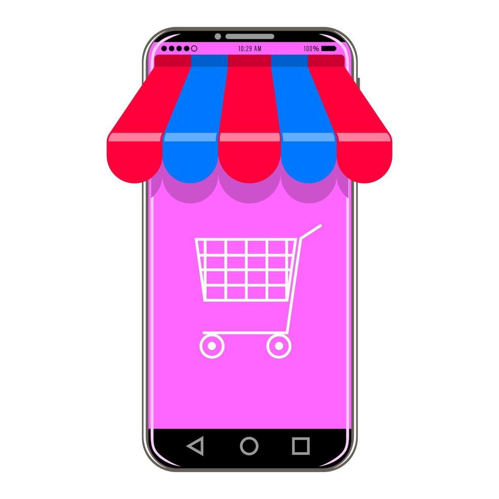 online winkelen smartphone cartoon geïsoleerde witte achtergrond vector