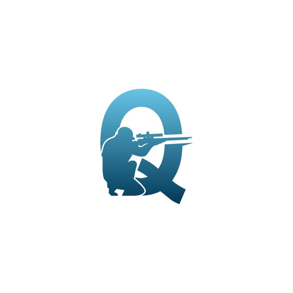 letter q met sniper pictogram logo ontwerpsjabloon concept vector