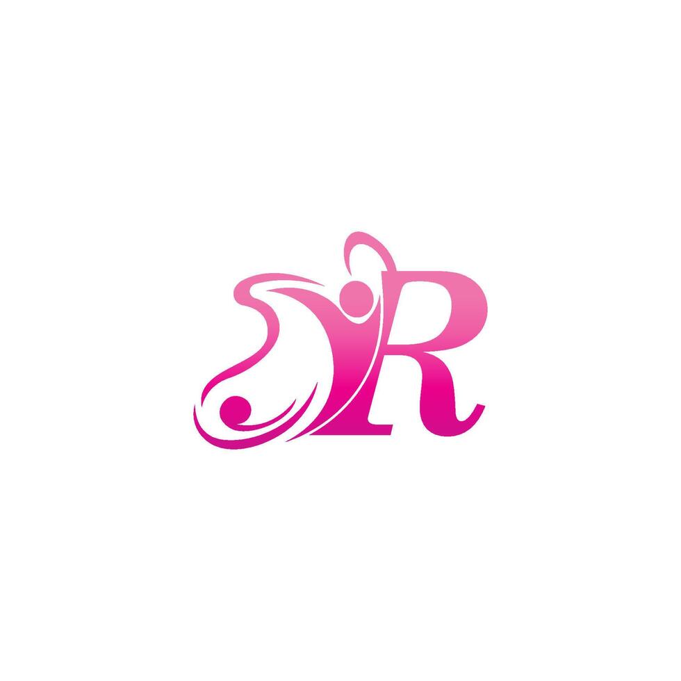 letter r vlinder en succes menselijk pictogram logo ontwerp illustratie vector