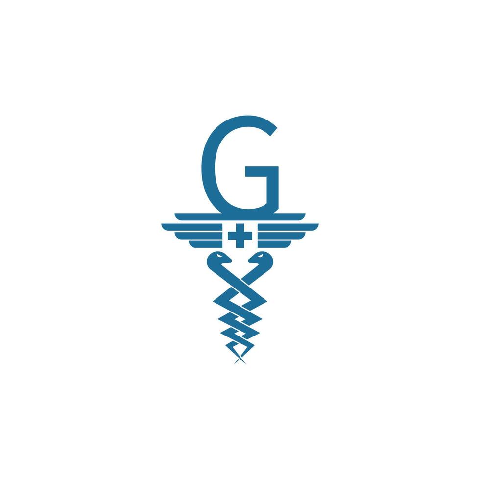 letter g met caduceus pictogram logo ontwerp vector