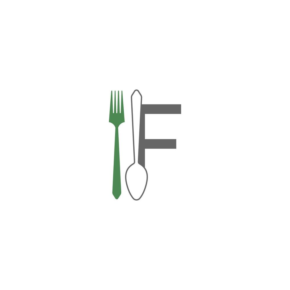 letter f met vork en lepel logo pictogram ontwerp vector