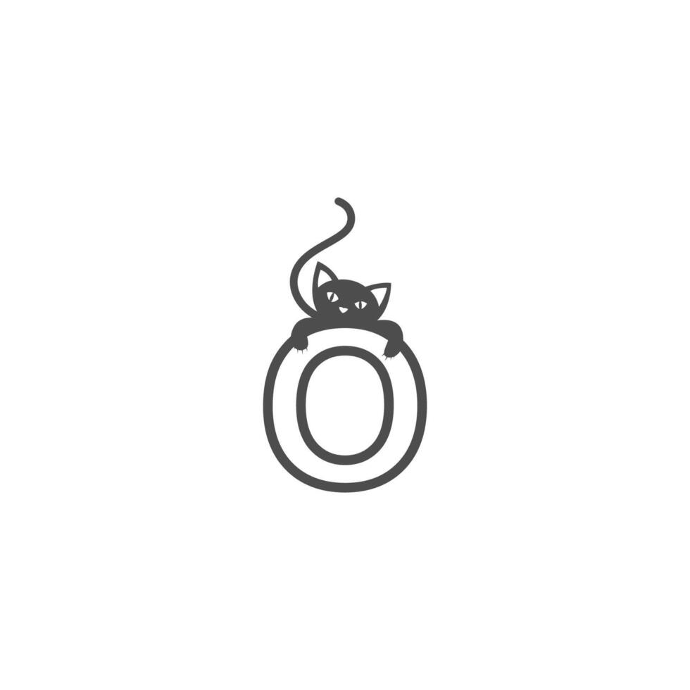 letter o met zwarte kat pictogram logo ontwerpsjabloon vector