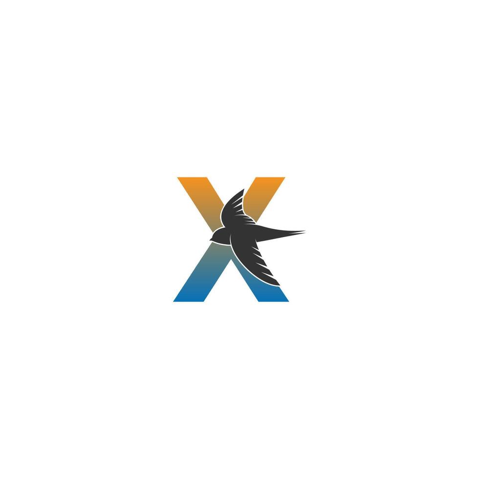 letter x-logo met snelle vogel pictogram ontwerp vector