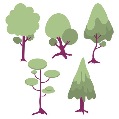 bomen cartoon afbeelding instellen vector
