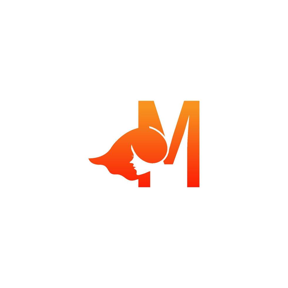 letter m met vrouw gezicht logo pictogram ontwerp vector