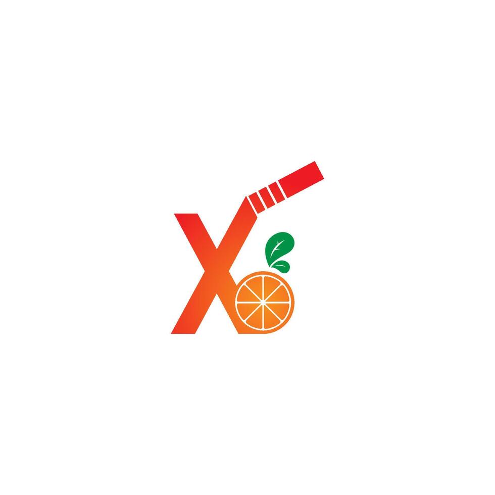 letter x met sap oranje pictogram logo ontwerpsjabloon vector