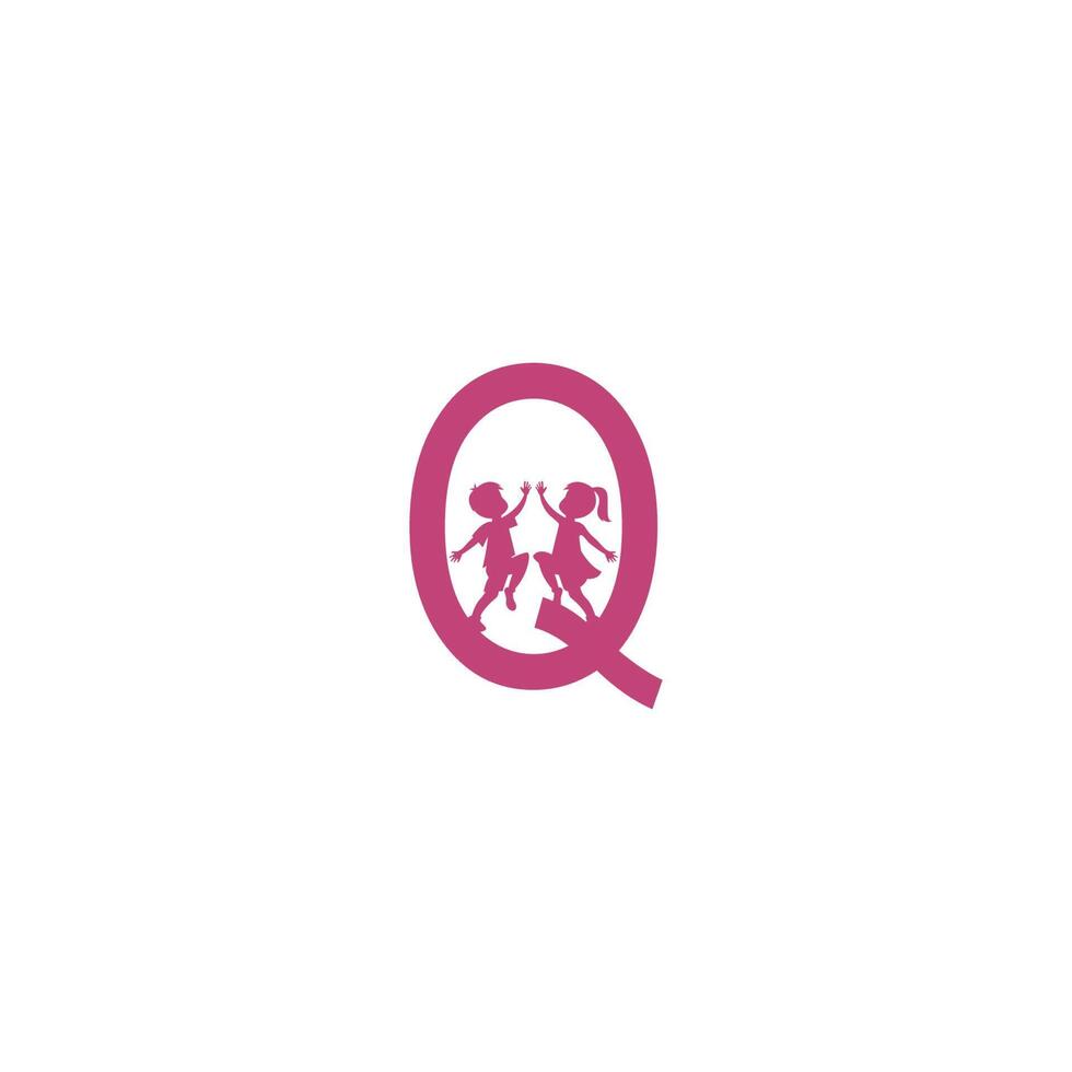 letter q en kinderen pictogram logo ontwerp vector