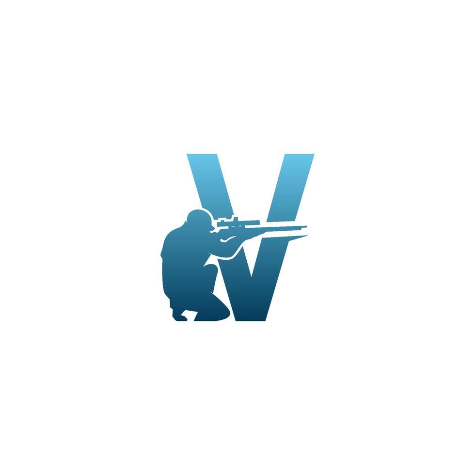 letter v met sluipschutter pictogram logo ontwerpsjabloon concept vector