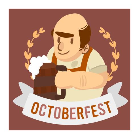 Octoberfest viering oude man bedrijf bier banner vector