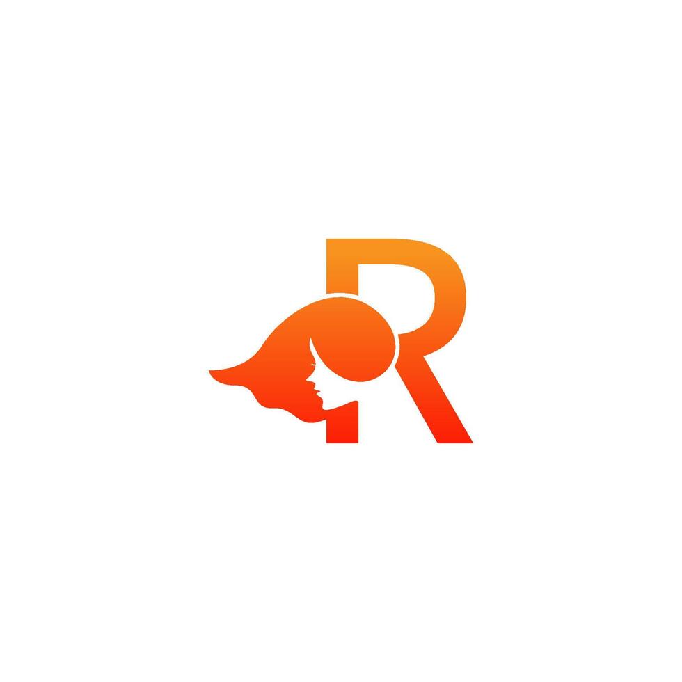 letter r met vrouw gezicht logo pictogram ontwerp vector