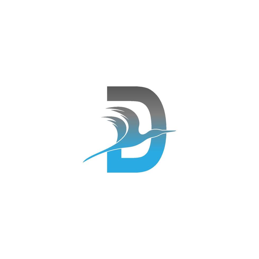 letter d-logo met pelikaanvogelpictogramontwerp vector