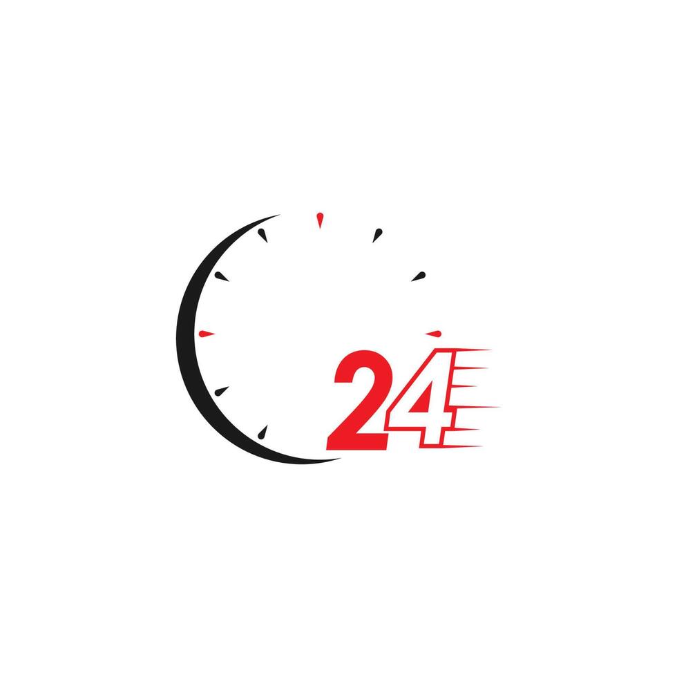 24-uurs pictogram logo vector illustratie ontwerp