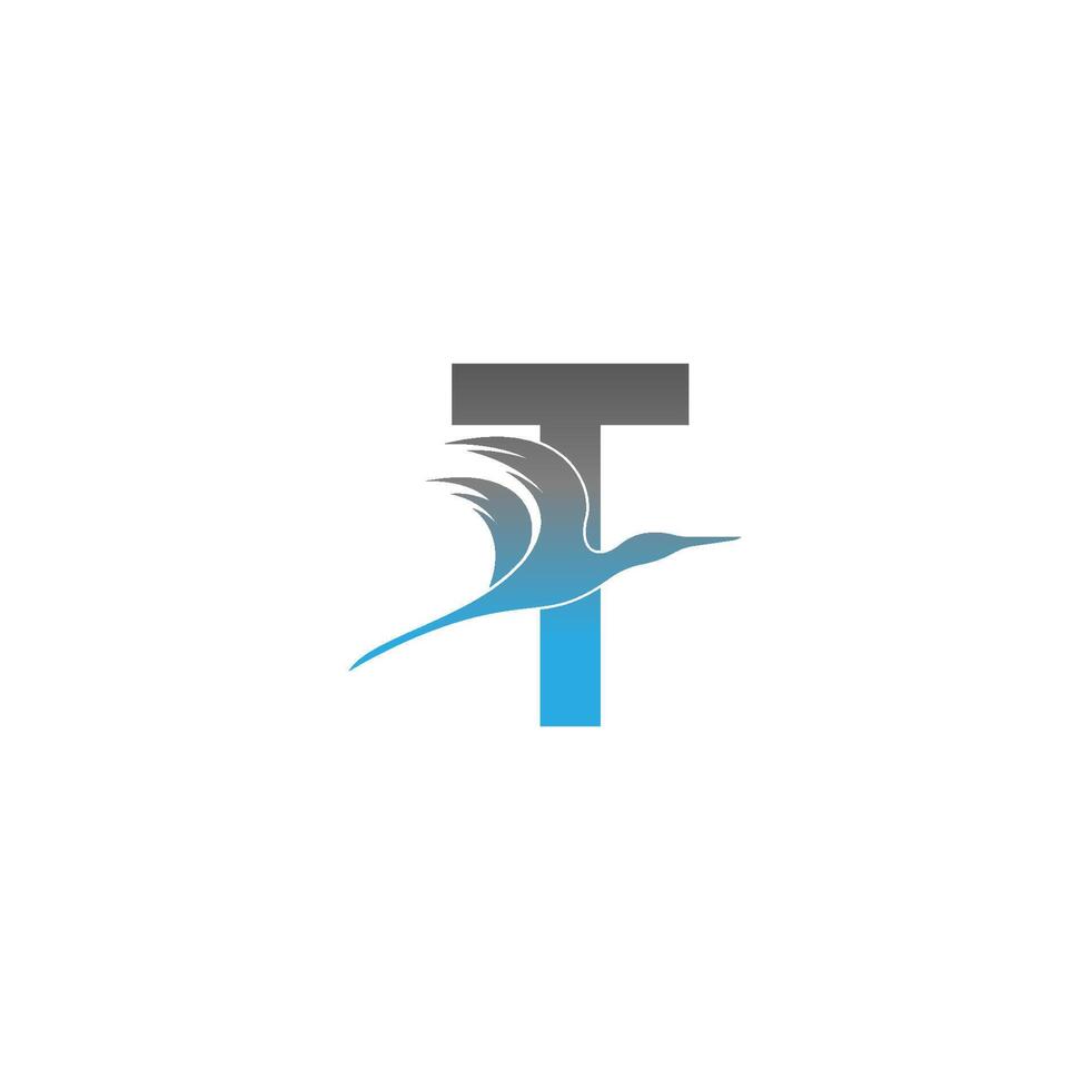 letter t-logo met pelikaanvogelpictogramontwerp vector