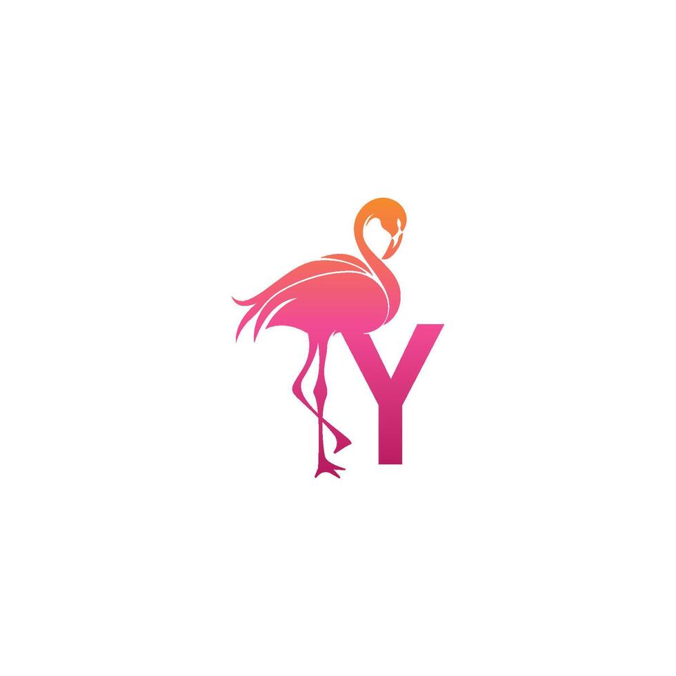 flamingo vogel icoon met letter y logo ontwerp vector