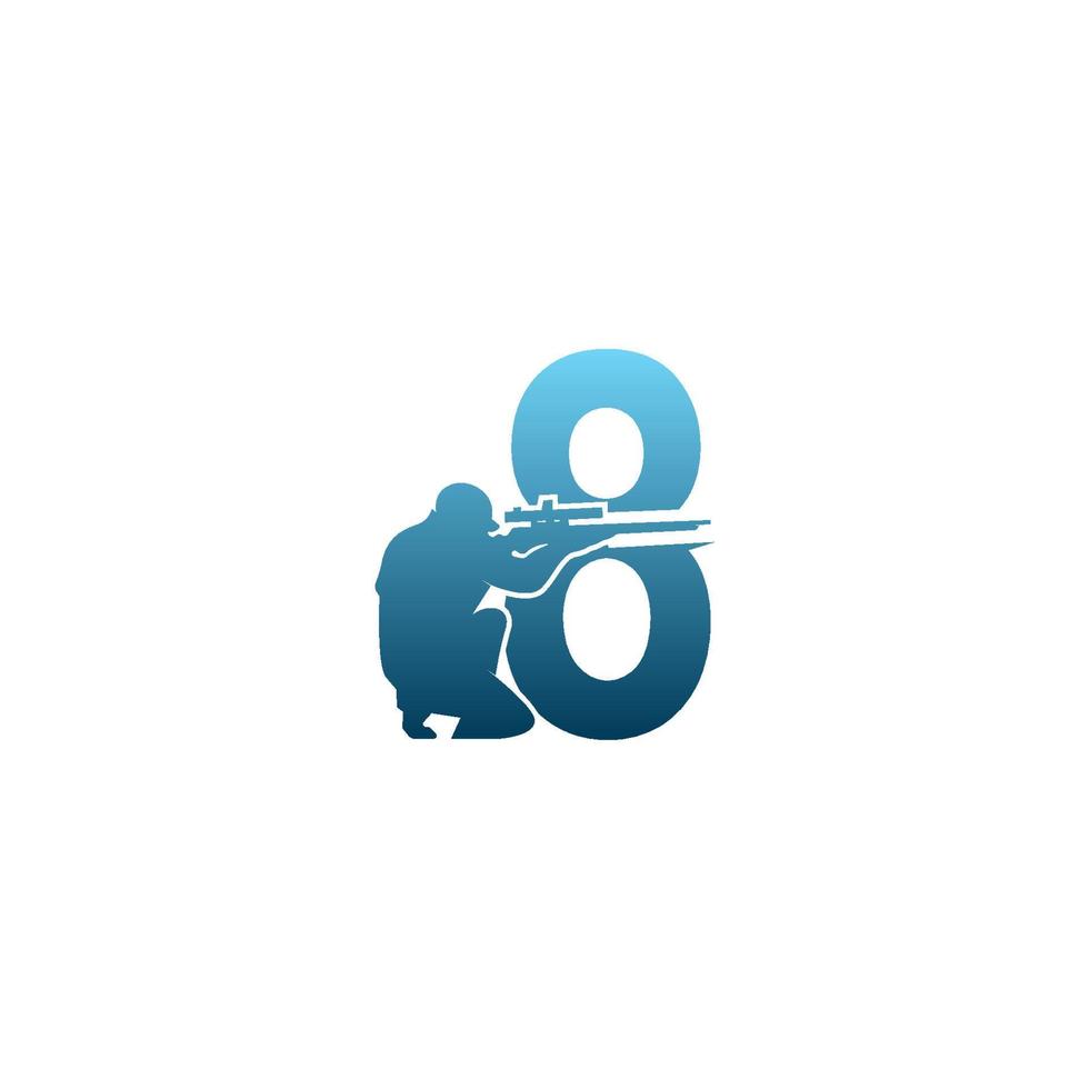 nummer 8 met sniper pictogram logo ontwerpsjabloon concept vector