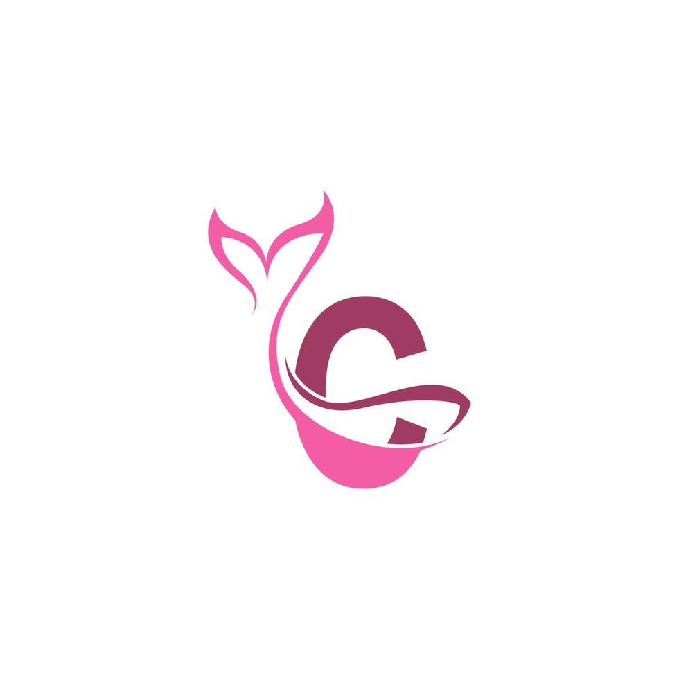 letter c met zeemeermin staart pictogram logo ontwerpsjabloon vector