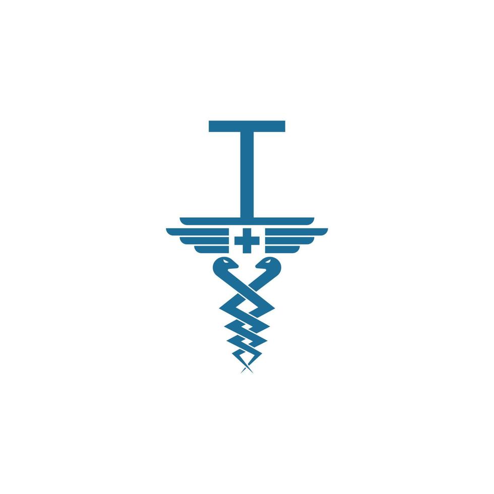 letter t met caduceus pictogram logo ontwerp vector