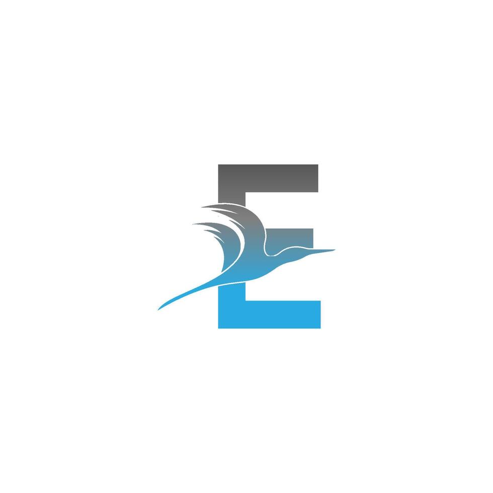 letter e-logo met pelikaanvogelpictogramontwerp vector