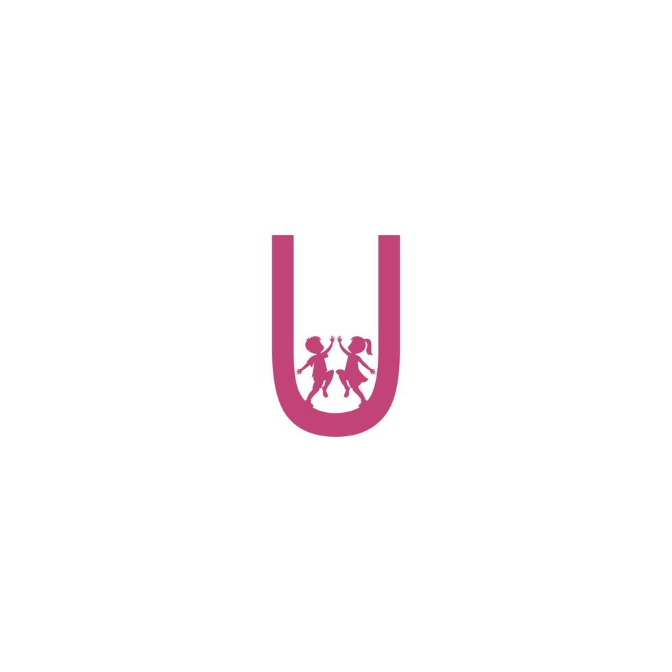 letter u en kinderen pictogram logo ontwerp vector