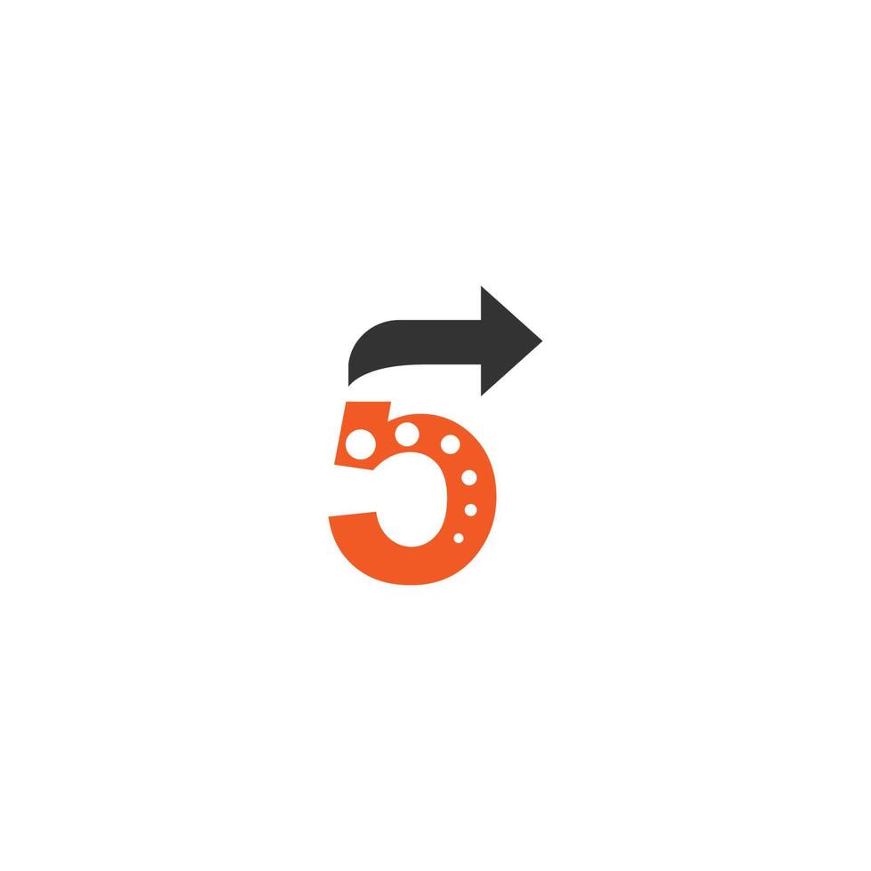 nummer 5 logo met pijl pictogram ontwerp vector
