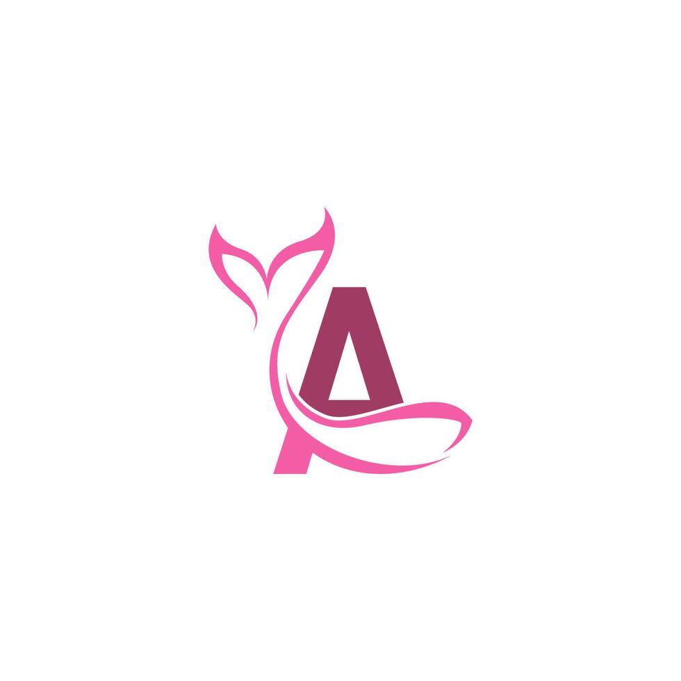 letter a met zeemeermin staart pictogram logo ontwerpsjabloon vector
