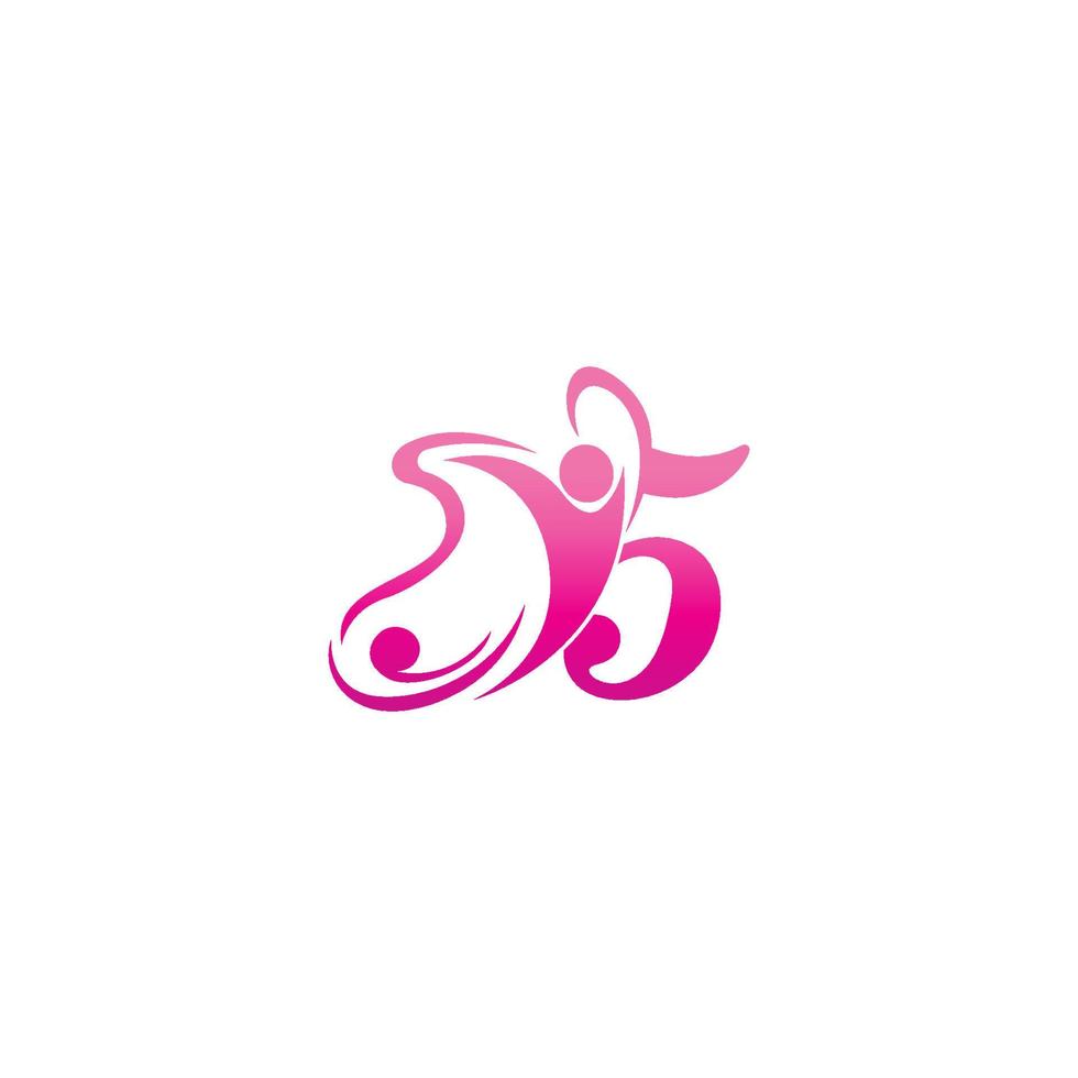 nummer 5 vlinder en succes menselijk pictogram logo ontwerp illustratie vector