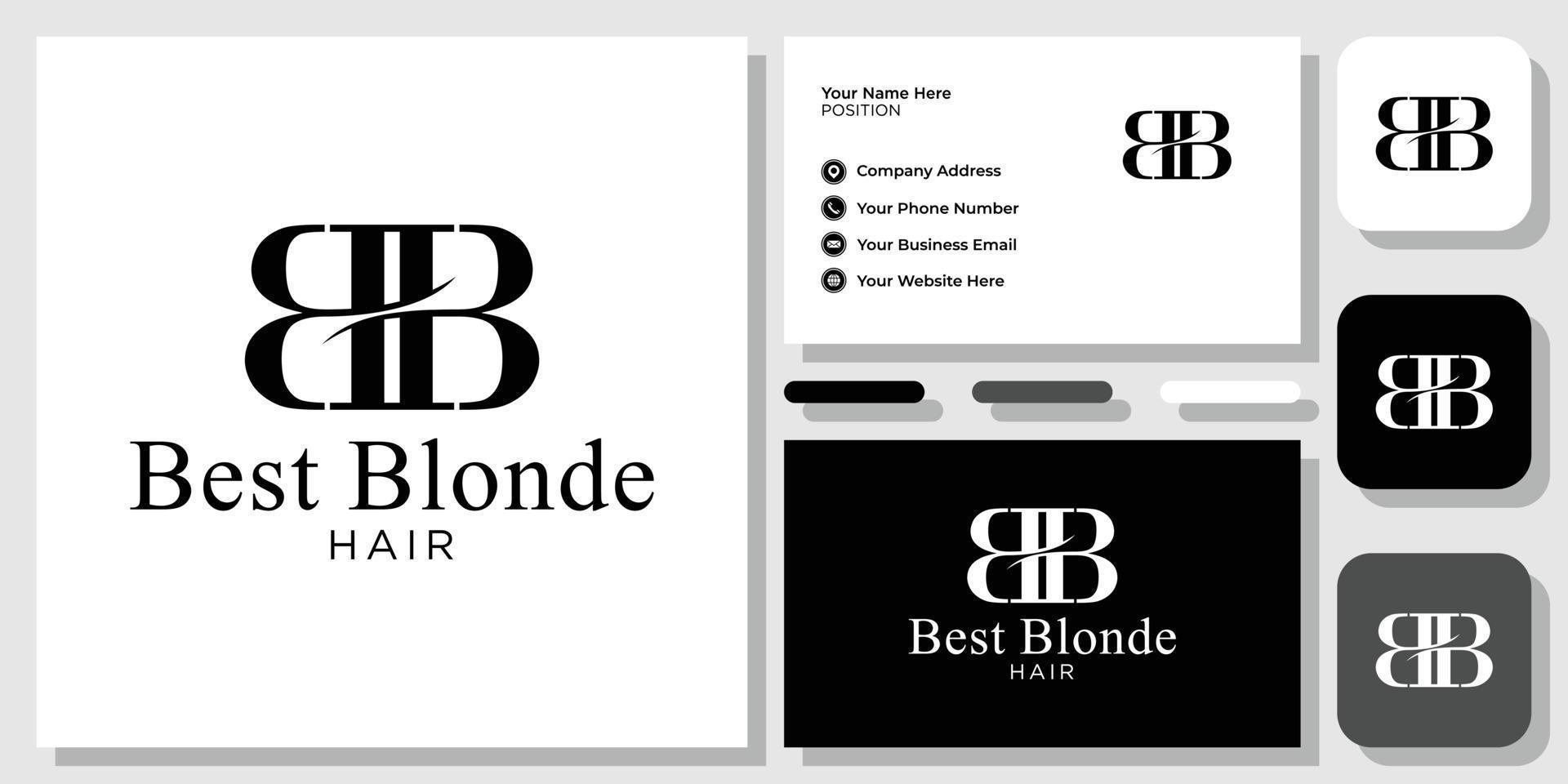 beste combinatie van initialen met blond haar hoofdletters met sjabloon voor visitekaartjes vector