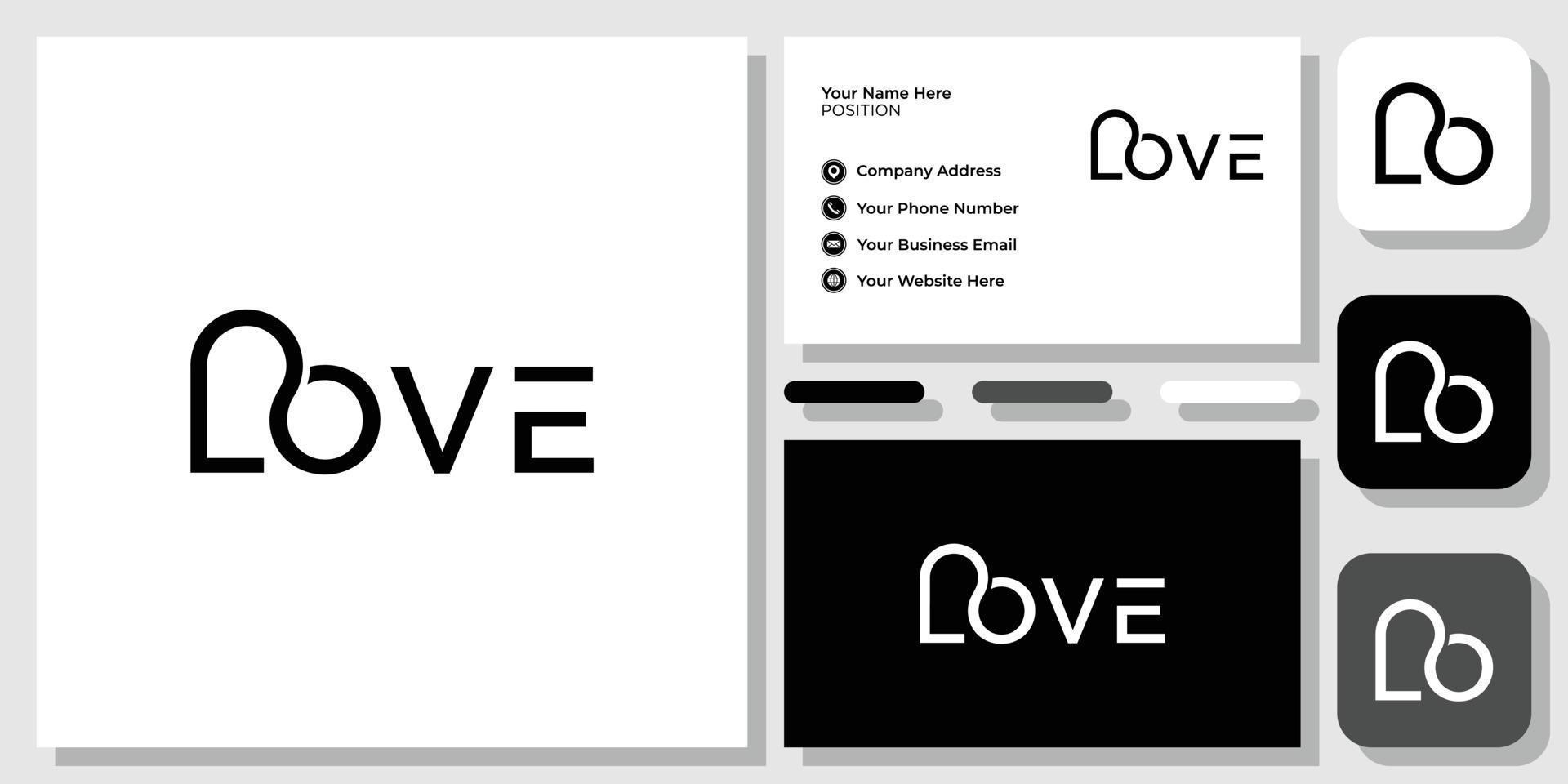 liefdesbrief mark lettertype hoofdstad modern met sjabloon voor visitekaartjes vector