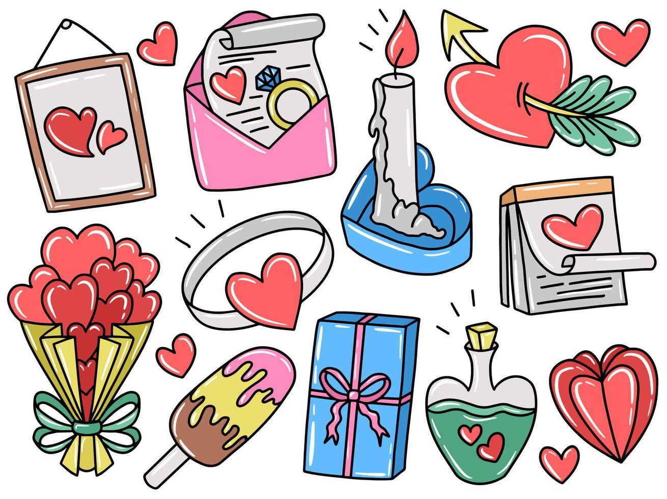 Valentijnsdag element illustraties doodle vector