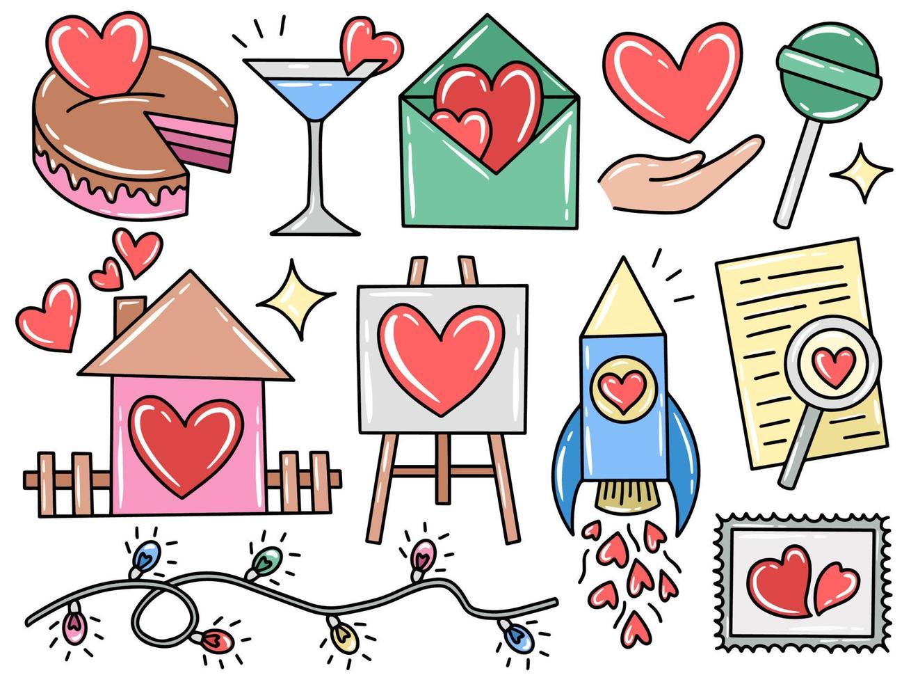 valentijnsdag clip art collectie doodle vector